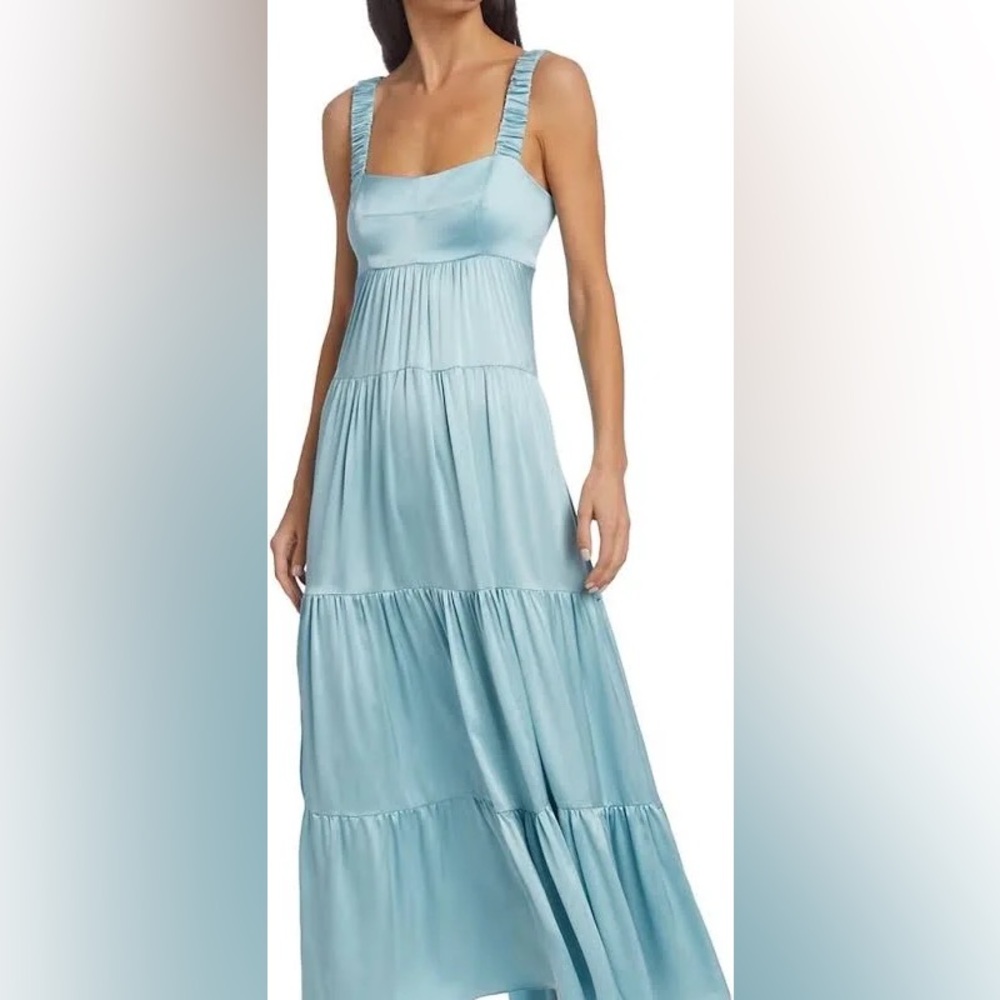 Cinq a sept silk baby blue tiered dress